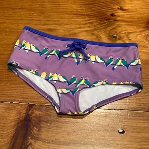 JOHNNIE B (Mini Boden) 11-12 Purple Parrot Print Boy Swim Shorts